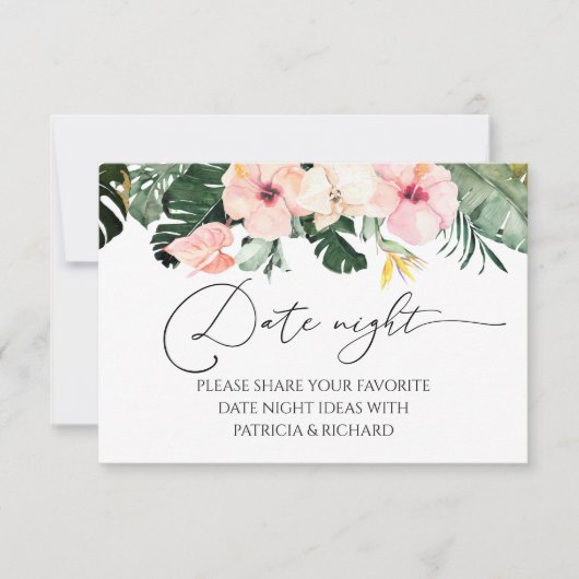 Tropisch Bloemen Vrijgezellenfeest Datum Nacht Jar RSVP Kaartje (Voorkant)
