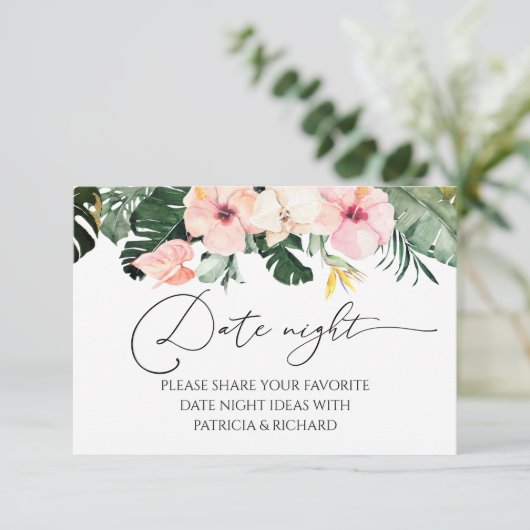 Tropisch Bloemen Vrijgezellenfeest Datum Nacht Jar RSVP Kaartje (Staand voorkant)