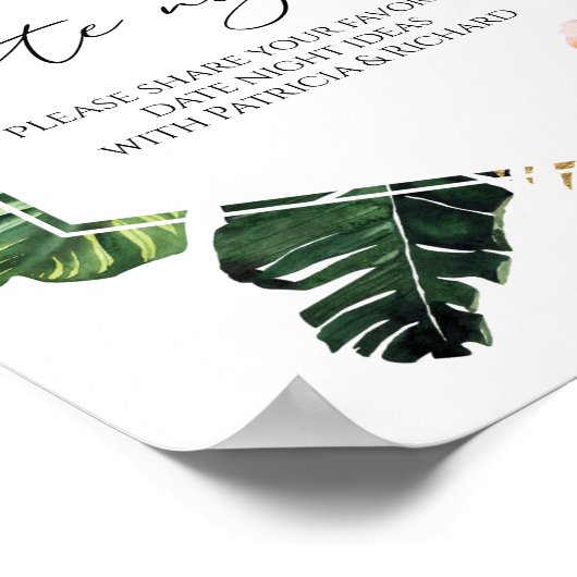 Tropisch Bloemen Vrijgezellenfeest Datum Nachtkrui Poster (Hoek)