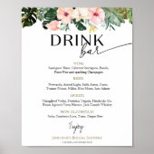 Tropisch Bloemen Vrijgezellenfeest Drinken Menu Si Poster (Voorkant)