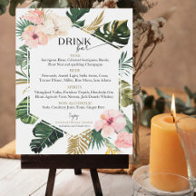 Tropisch Bloemen Vrijgezellenfeest Drinken Menu Si