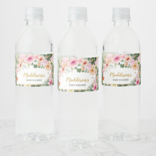 Tropisch bloemenaloha-Baby shower Waterfles Etiket