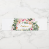 Tropisch bloemenaloha-Baby shower Waterfles Etiket (Enkel label)