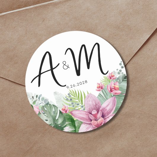 Tropisch Bloemend Huwelijk Ronde Sticker