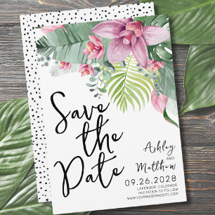 Tropisch Bloemend Huwelijk Save The Date