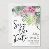 Tropisch Bloemend Huwelijk Save The Date (Voorkant)