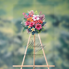 Tropisch Bloemend Huwelijks Welkom Acryl Bord