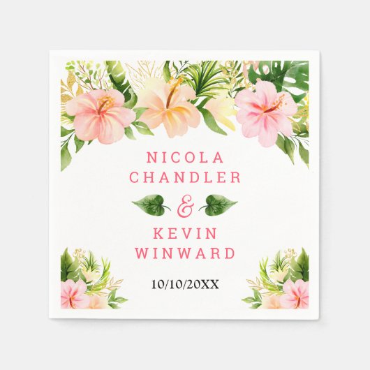 Tropisch Bloemend Wedding Jungle Servet (Voorkant)