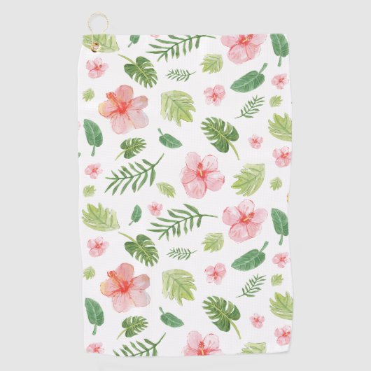 Tropisch Bloemendek Hawaïaans Golfhanddoek (Voorkant)