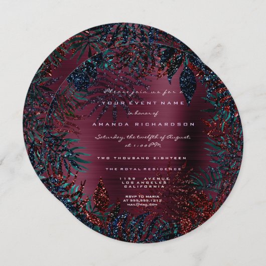 Tropisch bloemendek met varenbladeren omlijst burg kaart (Voorkant / Achterkant)