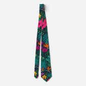 Tropisch Bloemendesign | Hibiscus & Groene Bladere Stropdas (Achterkant)