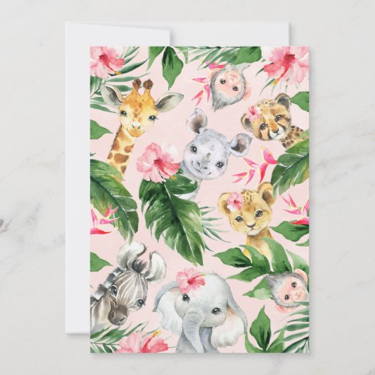 Tropisch bloemendierentuin Dieren Wilde één verjaa Kaart (Achterkant)