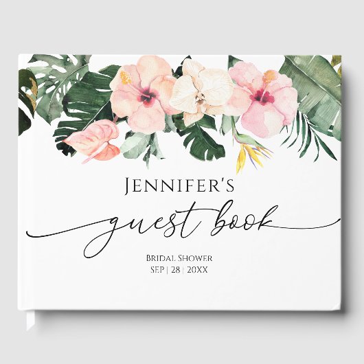 Tropisch Bloemengastenboek Bruidsdouche Gastenboek (Voorkant)