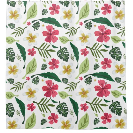Tropisch bloemengordijn voor de douche douchegordijn (Voorkant)