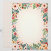 Tropisch Bloemengrens Briefpapier Briefhoofd (Voorkant / Achterkant)