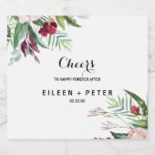 Tropisch Bloemengroen Bruiloft Mousserende Wijn La Sparkling Wijnetiket (Enkel label)