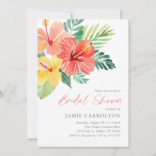 Tropisch bloemenhibiscus-Vrijgezellenfeest Kaart (Voorkant)