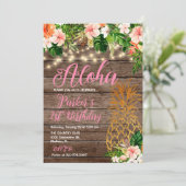 Tropisch Bloemenhout Aloha Ananas Verjaardag Kaart (Staand voorkant)