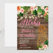 Tropisch Bloemenhout Aloha Ananas Verjaardag Kaart (Voorkant / Achterkant)