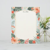 Tropisch bloemenpapier briefhoofd (Staand voorkant)