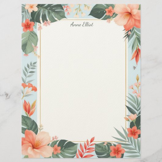 Tropisch bloemenpapier briefhoofd (Voorkant)