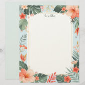 Tropisch bloemenpapier briefhoofd (Voorkant / Achterkant)