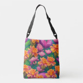 Tropisch bloemenpatroon in Hawaiian Crossbody Tas (Achterkant)