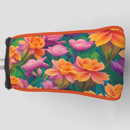 Tropisch bloemenpatroon in Hawaiian Golfheadcover (Voorkant)