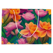 Tropisch bloemenpatroon in Hawaiian Groot Cadeauzakje (Achterkant)