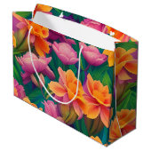 Tropisch bloemenpatroon in Hawaiian Groot Cadeauzakje (Achterkant Gekanteld)