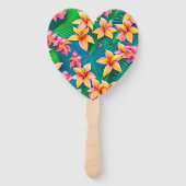 Tropisch bloemenpatroon in Hawaiian Handwaaier (Achterkant)