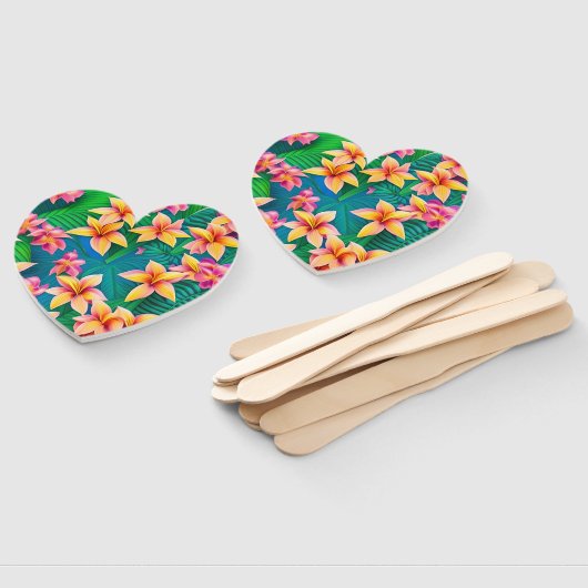 Tropisch bloemenpatroon in Hawaiian Handwaaier (Niet-gemonteerd)