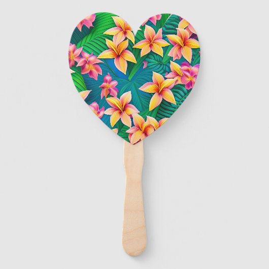 Tropisch bloemenpatroon in Hawaiian Handwaaier (Voorkant)