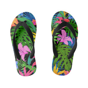 Tropisch bloemenpatroon in Hawaiian Kinder Teenslippers