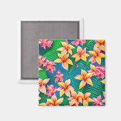 Tropisch bloemenpatroon in Hawaiian Magneet (Voorkant / Achterkant)