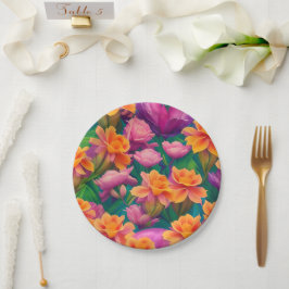 Tropisch bloemenpatroon in Hawaiian Papieren Bordje