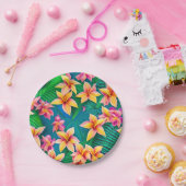 Tropisch bloemenpatroon in Hawaiian Papieren Bordje (Feest)