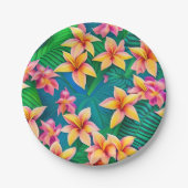 Tropisch bloemenpatroon in Hawaiian Papieren Bordje (Voorkant)