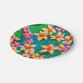 Tropisch bloemenpatroon in Hawaiian Papieren Bordje (Gekanteld)