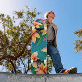 Tropisch bloemenpatroon in Hawaiian Persoonlijk Skateboard