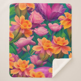 Tropisch bloemenpatroon in Hawaiian Sherpa Deken