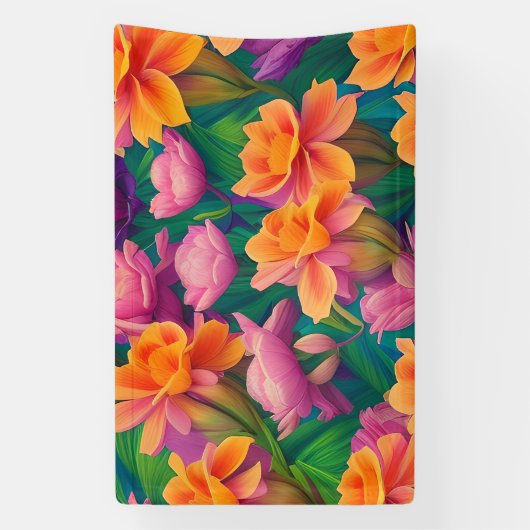 Tropisch bloemenpatroon in Hawaiian Spandoek (Verticaal)