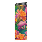 Tropisch bloemenpatroon in Hawaiian Thermosbeker (Gedraaid links)