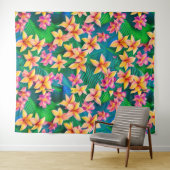 Tropisch bloemenpatroon in Hawaiian Wandkleed (In Situ (horizontaal))