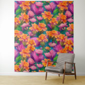 Tropisch bloemenpatroon in Hawaiian Wandkleed (In situ)