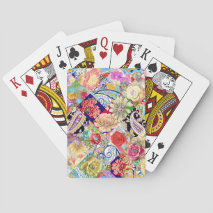 Tropisch bloemenpatroon, levendige kleuren. pokerkaarten