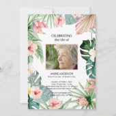 Tropisch bloemenroze Levensviering foto Kaart (Voorkant)