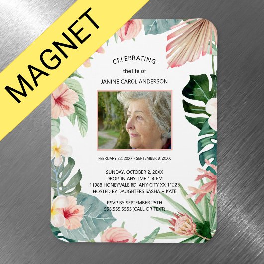 Tropisch bloemenroze Levensviering foto Magneet