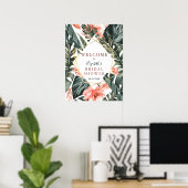 Tropisch bloemensieraal gouden welkomstbord poster (Thuiskantoor)