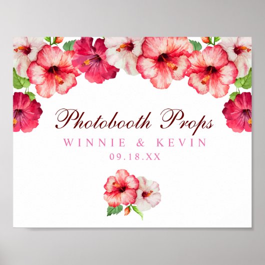 Tropisch bloemensign voor fotohokje poster (Voorkant)